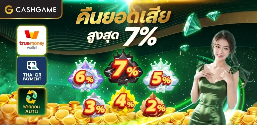 cashgame168 คืนยอดเสียสูง 7 %
